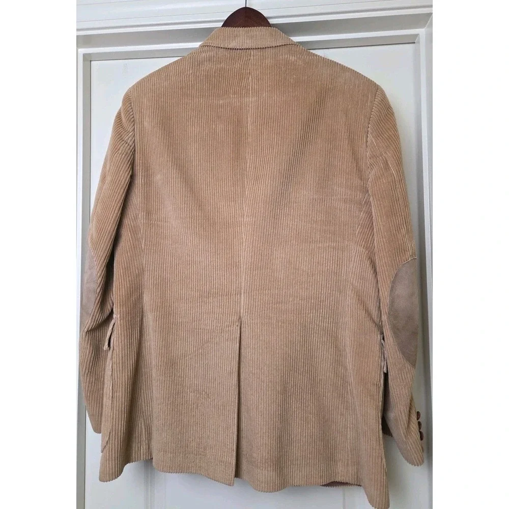 Vtg English‎ Manor Corduroy Suede Elbow Patch Sport Coat Blazer Tan Men's 42R